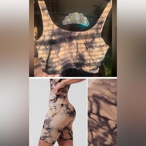 NWOT Athleta 2PC SET Seamless Tie Dye Yoga Top & Biker Shorts